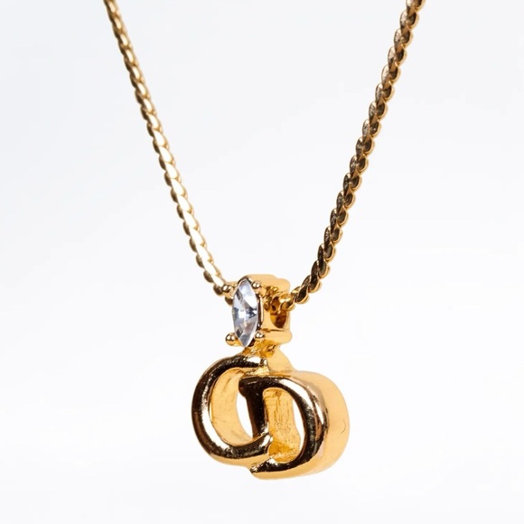 Authentic Dior necklace CD logo Christian Dior gold plated designer jewelry - Picture 2 of 7